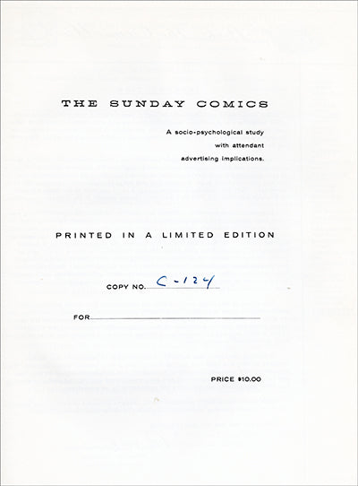 THE SUNDAY COMICS A Socio-Psychological Study With Attendant Advertising Implications