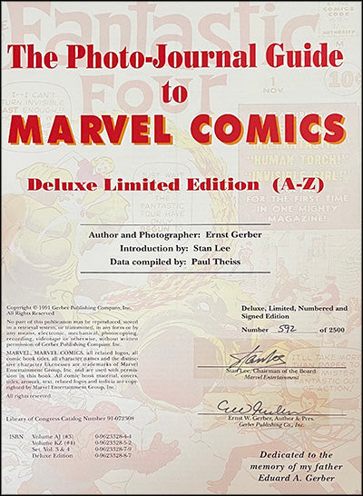 PHOTO-JOURNAL GUIDE TO MARVEL COMICS DELUXE, Volume 3 & 4 Signed & Limited