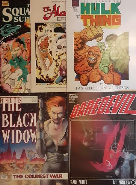 MARVEL GRAPHIC NOVEL DAREDEVIL BLACK WIDO HULK & THING PLUS Set of Five