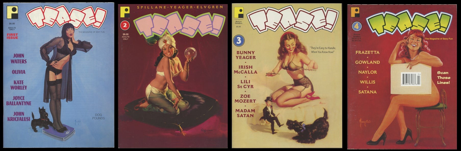 TEASE MAGAZINE #1-4 #6 & #8 Set of 6