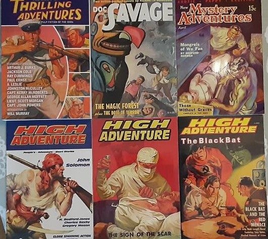 HIGH ADVENTURE NEW MYSTERY ADVENTURE DOC SAVAGE THRILLING ADVENTURES Set of Seven Pulp Reprints