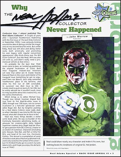 BACK ISSUE Annual No. 1