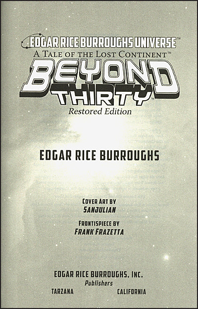 EDGAR RICE BURROUGHS UNIVERSE Beyond Thirty Restored Edition Hardcover