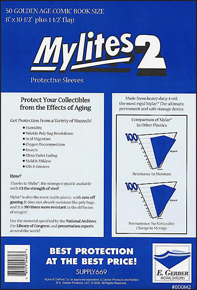 MYLITES 2 SLEEVES Silver/Gold Comic (50)