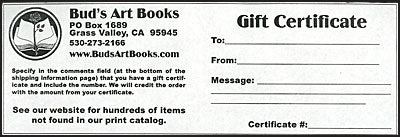 BUD'S ART BOOKS GIFT CERTIFICATE